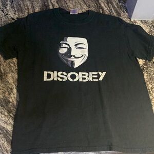 Black 'Disobey' Guy Fawkes Graphic Tee